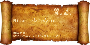 Miler Lóránt névjegykártya